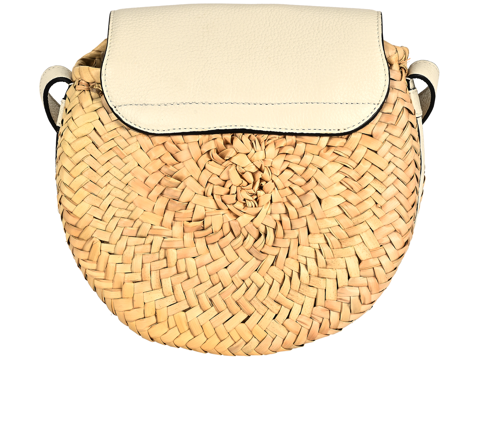 Marcie Round Crossbody, &pound;395, Handbags, Beige/White, Leather/Raffia, Back view
